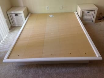 White bedframe study& bedside table - Can be picked up from Sunnyvale 1