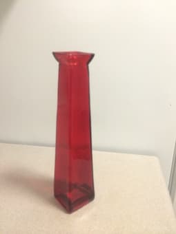 Red vase, glass, $10 1