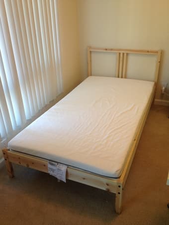 Ikea twin foam mattress + bed frame + bed base for sale 1