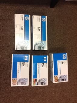 HP Laser Jet Printers 3330 & 3380; printer cartridges new in box 3