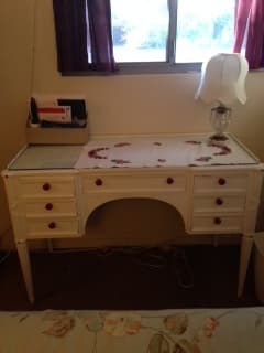 white solid wood desk and shelf unit $100 1