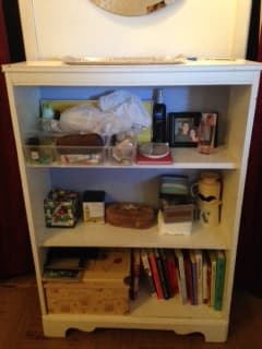 white solid wood desk and shelf unit $100 3