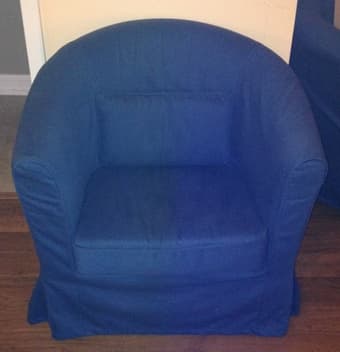 IKEA White Chairs (2) + Blue Covers (2) 1