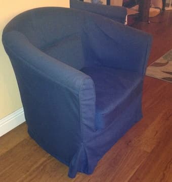 IKEA White Chairs (2) + Blue Covers (2) 2