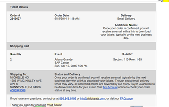 ARIANA GRANDE TOUR - April 12 TWO TICKETS @ SAP, San Jose 1