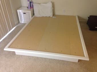 Queen Bed Frame and pillows for $70 side table for $20- Sunnyvale 1