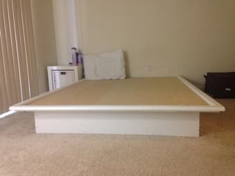 Queen Bed Frame and pillows for $70 side table for $20- Sunnyvale 2