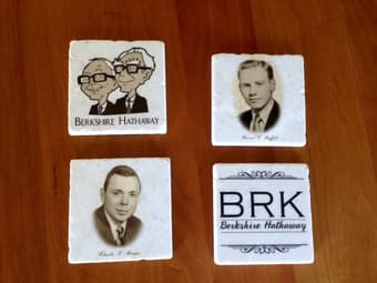 Berkshire Hathaway - Warren Buffet - Charlie Munger Coaster Set - $25 1