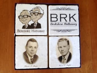 Berkshire Hathaway - Warren Buffet - Charlie Munger Coaster Set - $25 3