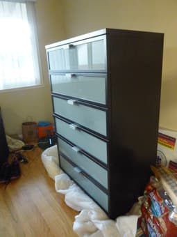 HOPEN, 6-drawer chest, black-brown, frosted glass, IKEA (90$) 3