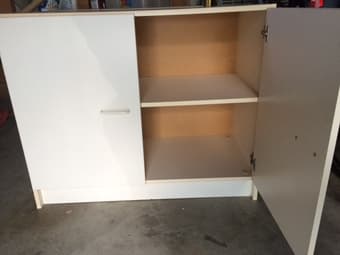 White desk, storage cabinet - $35 2