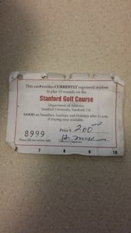 Stanford Golf Course Student Pass ($80) 1
