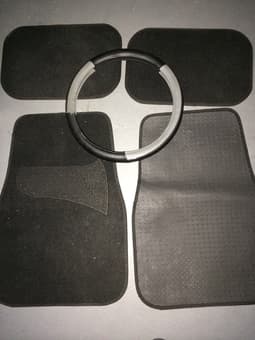 4 Piece Car Mat Set  and Steering Wheel Cover- 10$ 1