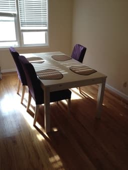 NEW Ikea Bjursta Dining Table + 4 Ikea Henriksdal Purple Chairs 1