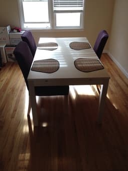 NEW Ikea Bjursta Dining Table + 4 Ikea Henriksdal Purple Chairs 2