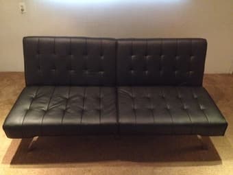 Futon Couch Black faux leather 2
