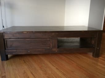 FOR SALE: Customized wooden sideboard with a shelf and a drawer - $50 1