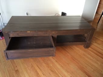 FOR SALE: Customized wooden sideboard with a shelf and a drawer - $50 3