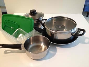 Dishes, mugs, flatware, bowl and pots all for $30 2