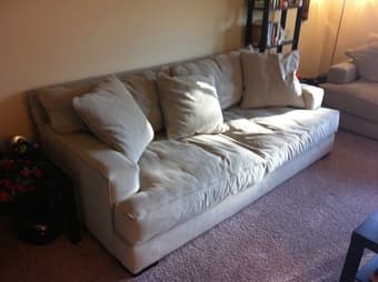 Three-piece couch set: large couch, loveseat, and chaise lounge 1