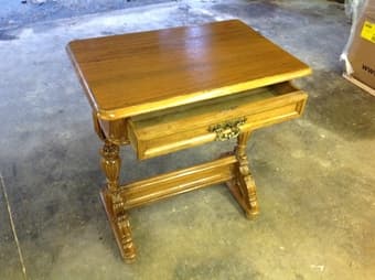 Antique Oak Side Table w/ Drawer 1