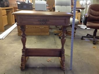 Antique Oak Side Table w/ Drawer 2
