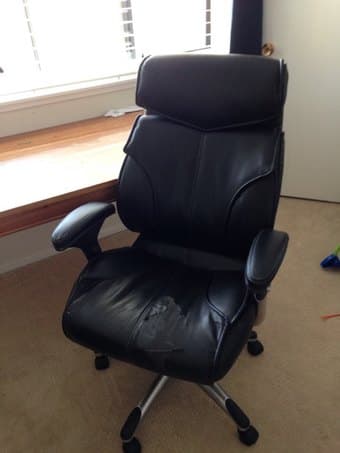 Table and a bonded leather office chair $ 30 each or $50 for both 2