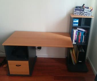 Desk with attached bookshelf $50 1