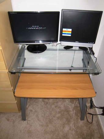 19" Monitor, 17" Monitor, Computer Desk 1