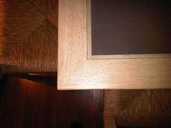 Blond hardwood, glass inset dining table with 8 chairs $300 2