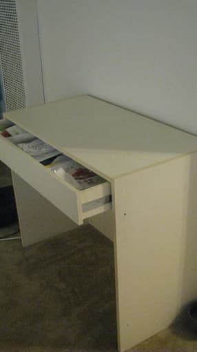 White desk & shelving unit -- $30.0 each or both for $50.00 1