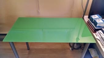 green glass top table - $20 1