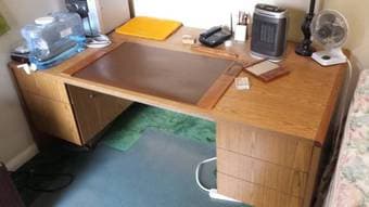 Large solid wood desk - $30 1