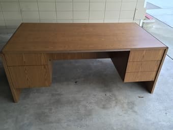 Large solid wood desk - $30 2