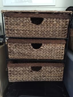 Wicker drawers $10, and BLOCK THE CAR PERSON 1