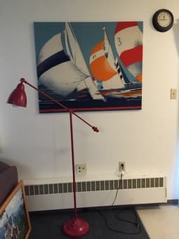 shoe rack, floor lamp, rug 1