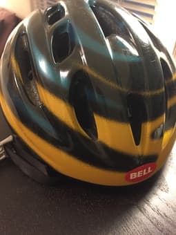 Yellow/blue bike helmet for sale 1