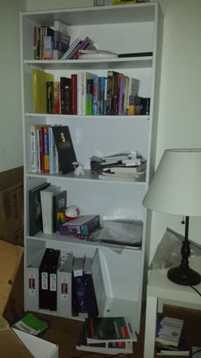 Dining table, bookshelf 1