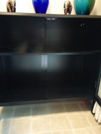 Black/brown cabinet with see-through doors $50 obo, 2.5 years old 2