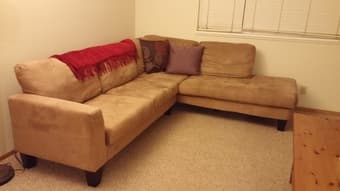 Moving sale! Couch, dining table, bookcases, lamp 1
