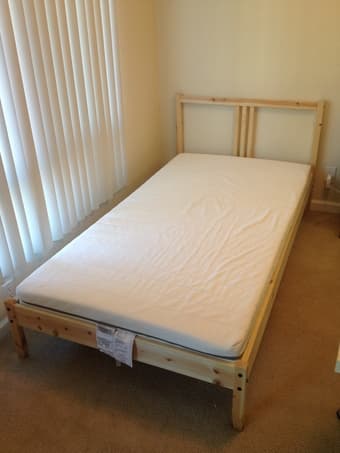 Ikea twin foam mattress + bed frame + bed base for sale 1