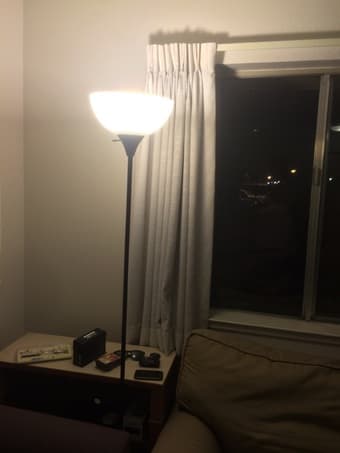 couch, printer, lamps, tv, guitar amp 2