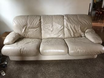 White Leather Couch 1