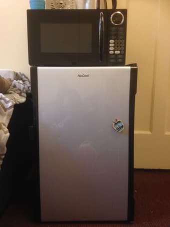 IKEA FUTON, SOFA BED $100, SPACIOUS MINI FRIDGE $70, MICROWAVE $25 3