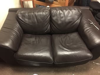 Brown leather couch 1