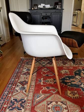 Eames style molded plastic armchairs 2