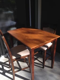 Good quality rosewood table + 2 tall wooden chairs for $100 1