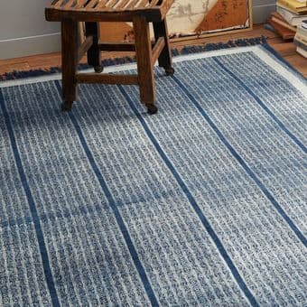 FOR SALE: West Elm Indigo Rail Cotton Dhurrie - $120 1