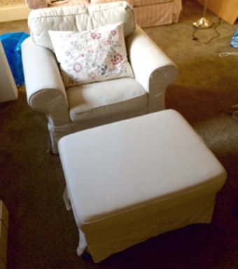 "Ektorp" armchair + footstool for sale 1