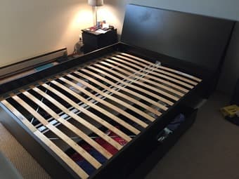 Ikea Queen Size Bed Frame + Mattress + Drawers + Nightstand - $600 2
